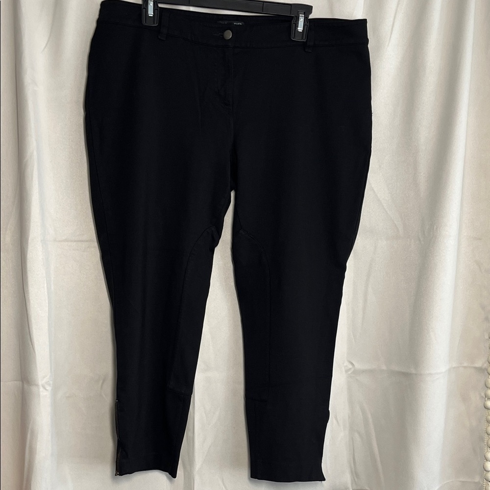 Eileen Fisher Ponte Riding Equestrian Inspired Ankle‎ Zip Black Pants Large